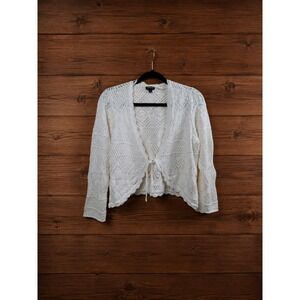 Torrid Ivory Openwork Pointelle Tie Front Cardigan Size 1 XL
